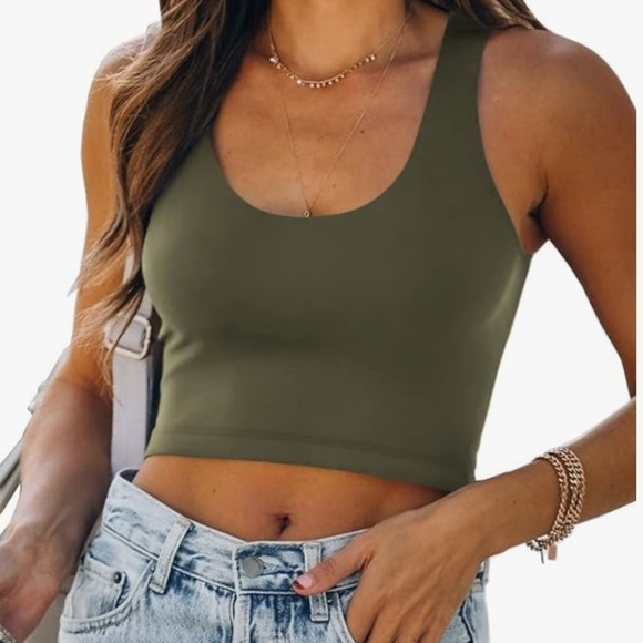 EFAN Womens Sexy Sleeveless Scoop Neck Racerback Cropped Tank Top - Picture 1 of 5